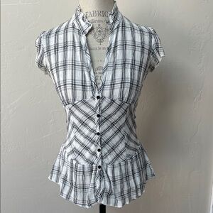 4/$20 Black & White Plaid Coastal Cowgirl Blouse